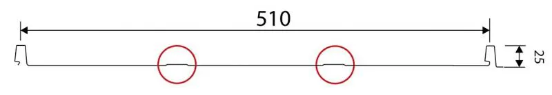 Querschnitt des Stehfalzblech FixClick 5 T Querschnitt des Stehfalzblech FixClick 5 T